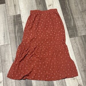 Pink Lily Terracotta Floral Maxi Skirt